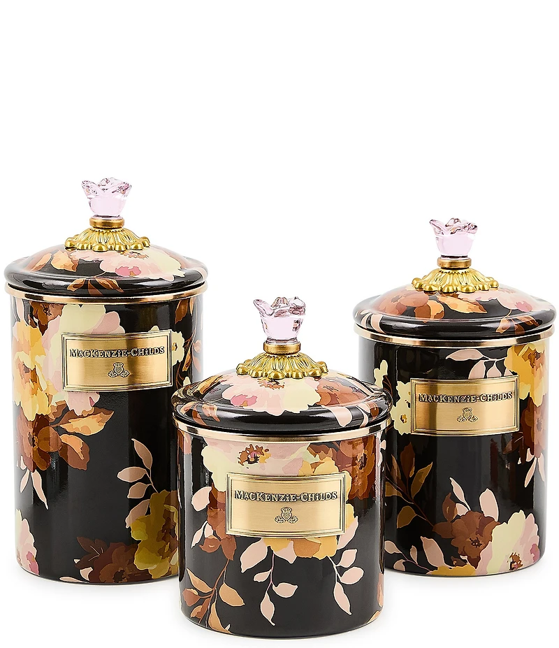 MacKenzie-Childs Wild Rose Brown Canister