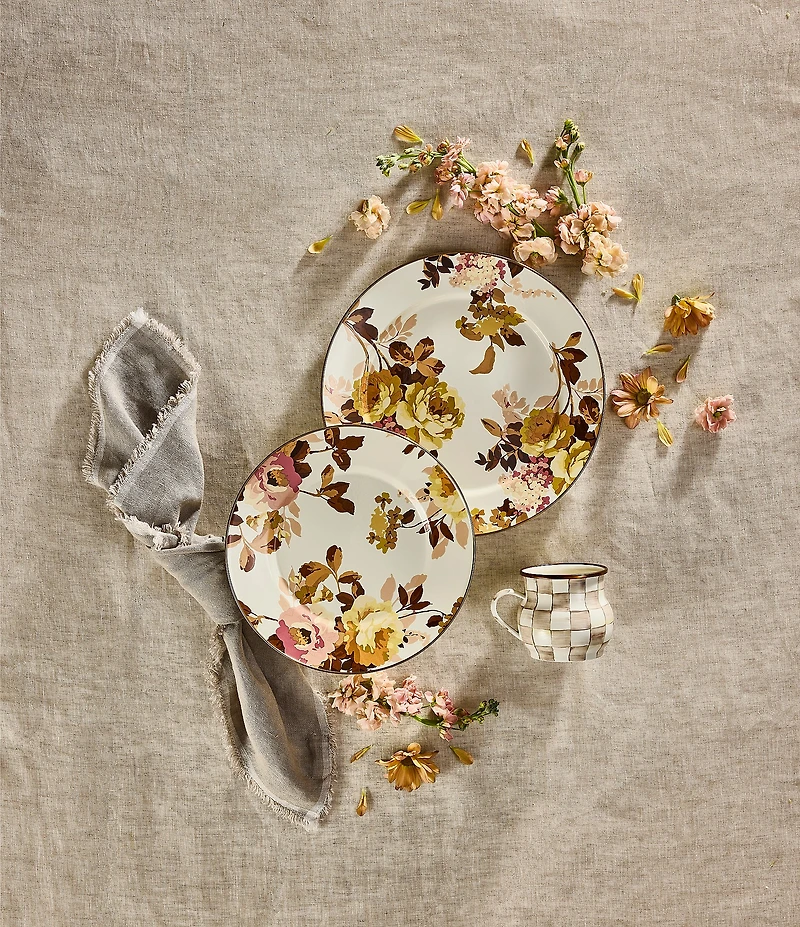 MacKenzie-Childs Wild Rose White Enamel Dinner Plate