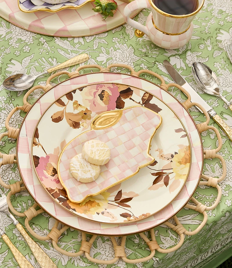 MacKenzie-Childs Wild Rose White Enamel Dinner Plate