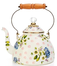 MacKenzie-Childs Wildflowers Pink Enamel Tea Kettle, 3 Qt.