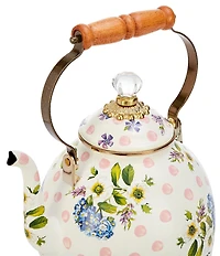 MacKenzie-Childs Wildflowers Pink Enamel Tea Kettle, 3 Qt.