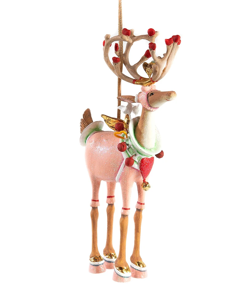 MacKenzie-Childs x Patience Brewster Holiday Collection Dash Away Cupid Reindeer Ornament