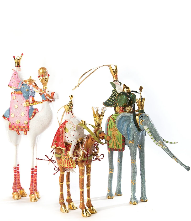 MacKenzie-Childs x Patience Brewster Holiday Collection Nativity Casper on Elephant Ornament