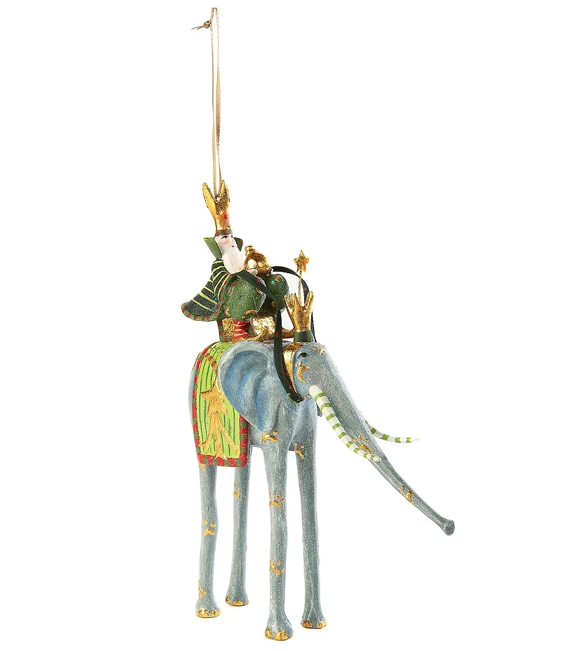 MacKenzie-Childs x Patience Brewster Holiday Collection Nativity Casper on Elephant Ornament