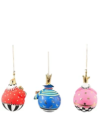 MacKenzie-Childs x Patience Brewster Holiday Collection Nativity Jolly Wisemen Ball Ornaments, Set of 3