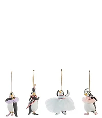 MacKenzie-Childs x Patience Brewster Holiday Collection Penguins En Pointe Mini Ornaments, Set of 4