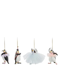 MacKenzie-Childs x Patience Brewster Holiday Collection Penguins En Pointe Ornaments, Set of 4