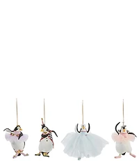 MacKenzie-Childs x Patience Brewster Holiday Collection Penguins En Pointe Ornaments, Set of 4
