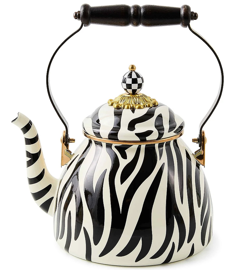 MacKenzie-Childs Zebra Enamel Tea Kettle, 2-Qt.