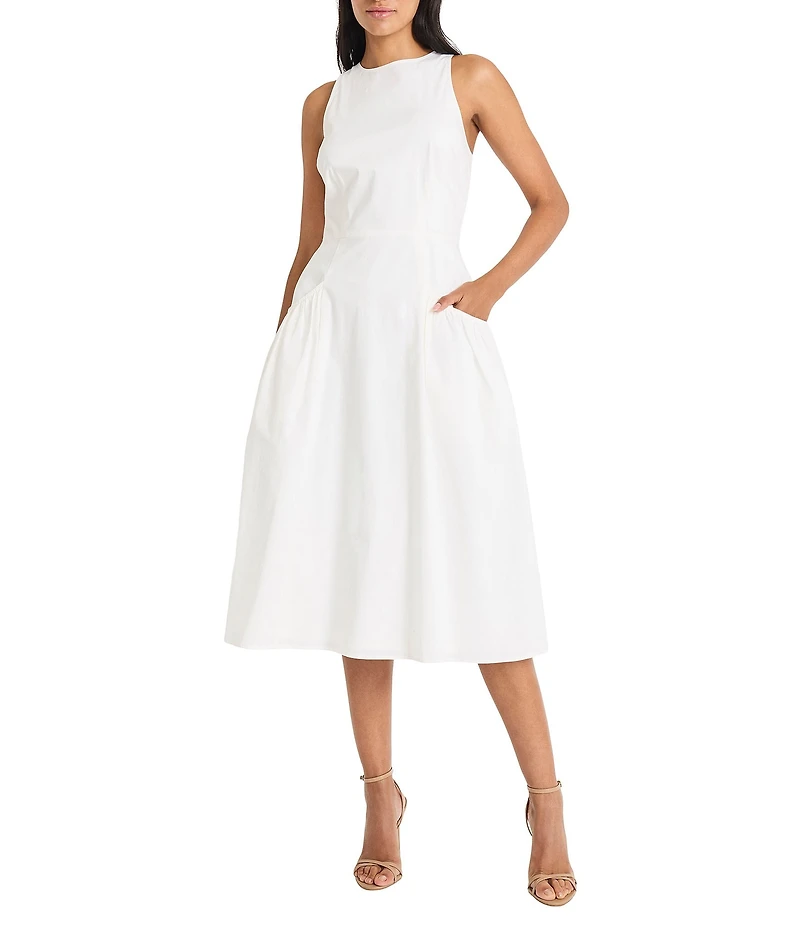 Maggy London A-Line Cotton Poplin Midi Dress