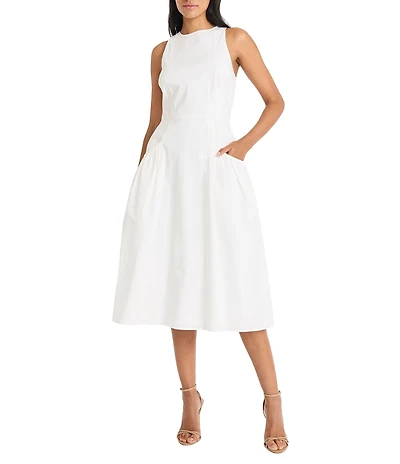 Maggy London A-Line Cotton Poplin Midi Dress