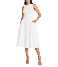 Maggy London A-Line Cotton Poplin Midi Dress