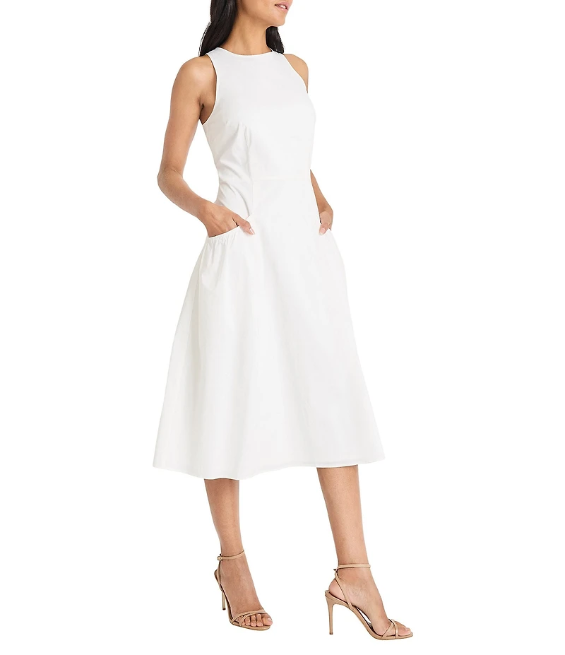 Maggy London A-Line Cotton Poplin Midi Dress