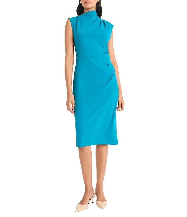 blue dress for baby girl ASYMMETRICAL HEM DRESS WITH WIDE SLEEVES – Maggy London main image 0