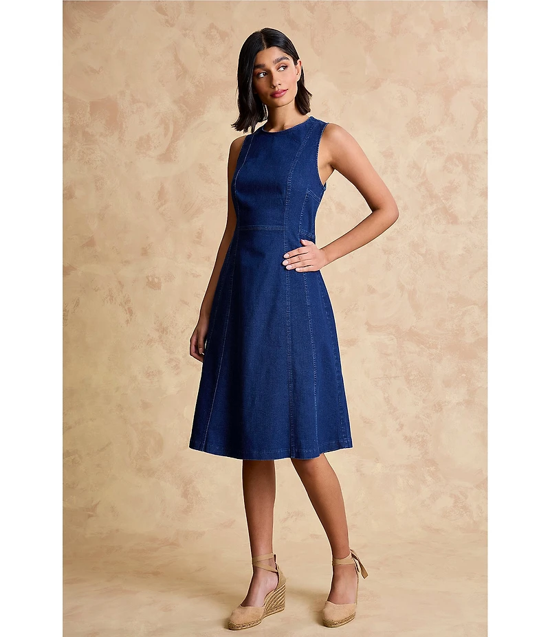 Maggy London Dark Wash Denim A-Line Dress
