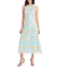Maggy London Floral Print Halter Neck Midi Dress