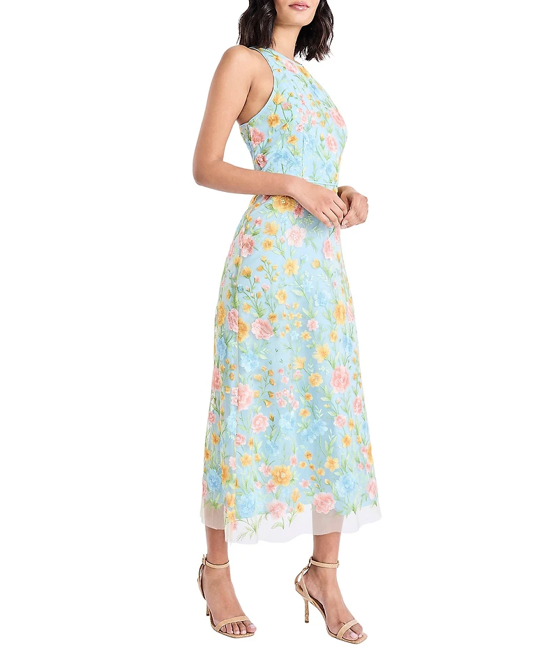 Maggy London Floral Print Halter Neck Midi Dress