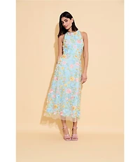Maggy London Floral Print Halter Neck Midi Dress