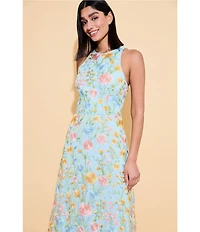 Maggy London Floral Print Halter Neck Midi Dress