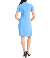 Maggy London Mock Neck Short Sleeve Dress