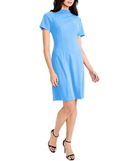 Maggy London Mock Neck Short Sleeve Dress
