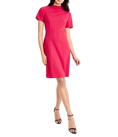 Maggy London Mock Neck Short Sleeve Dress