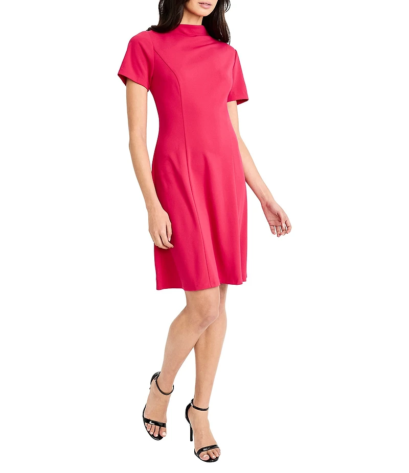 Maggy London Mock Neck Short Sleeve Dress