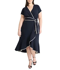 Maggy London Plus Size Short Sleeve Wrap Dress