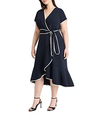 Maggy London Plus Size Short Sleeve Wrap Dress