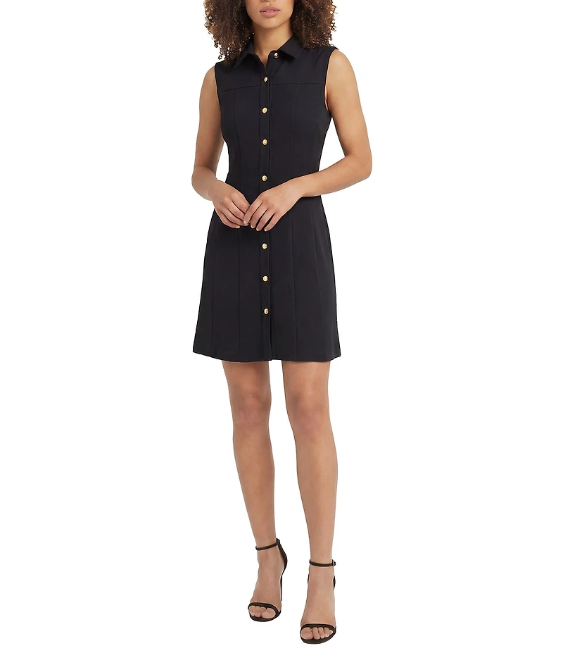 Maggy London Sleeveless Button Down Crepe Dress