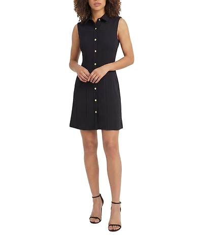 Maggy London Sleeveless Button Down Crepe Dress