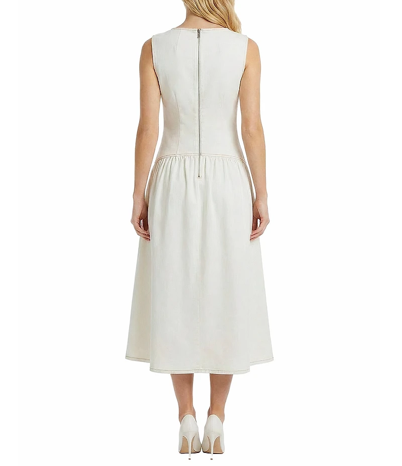 Maggy London Sleeveless Denim Drop Waist Dress