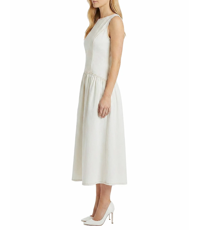 Maggy London Sleeveless Denim Drop Waist Dress