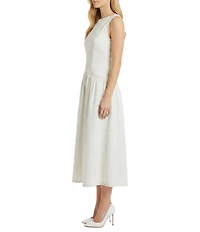 Maggy London Sleeveless Denim Drop Waist Dress