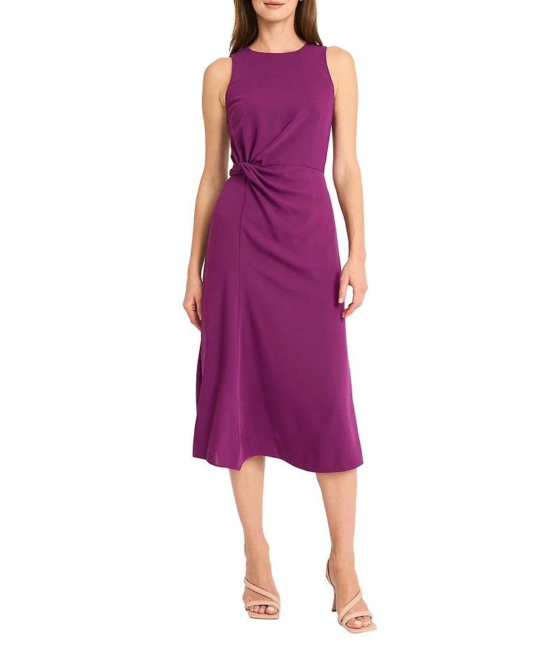 Maggy London Sleeveless Knot Front Midi Dress