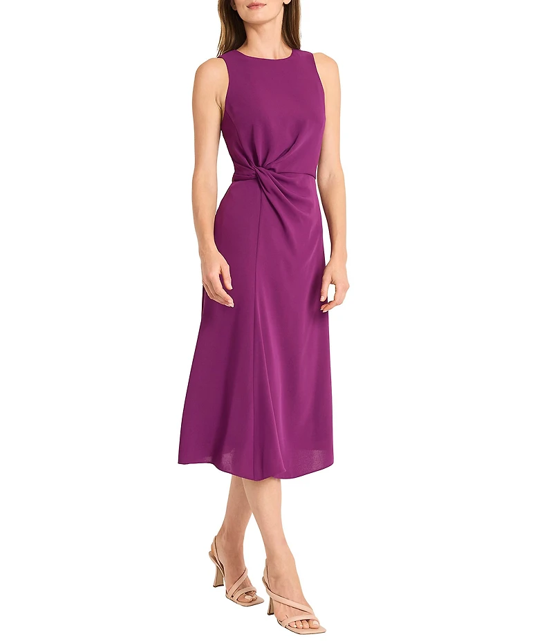 Maggy London Sleeveless Knot Front Midi Dress