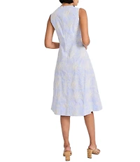 Maggy London Sleeveless Scoop Neck Embroidered Cotton Midi Dress