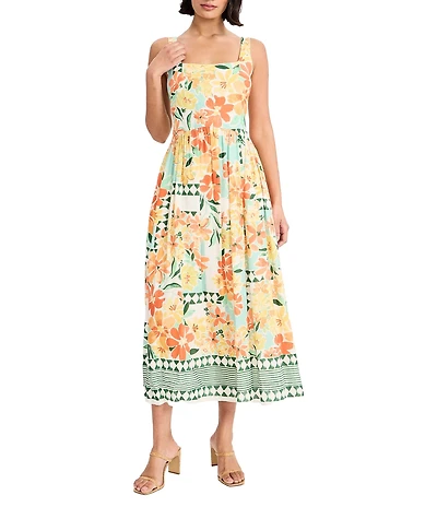 Maggy London Sleeveless Square Neck Midi Dress