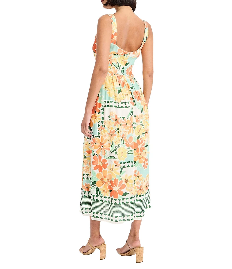 Maggy London Sleeveless Square Neck Midi Dress