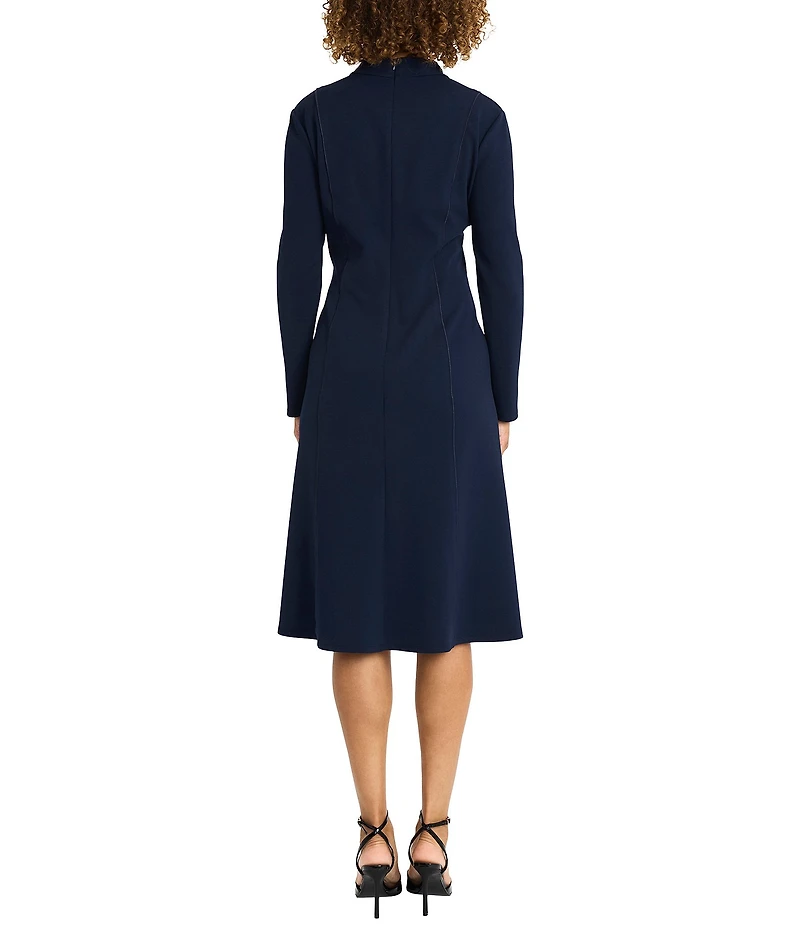 Maggy London Split V-Neck Scuba Crepe Midi Dress