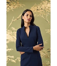 Maggy London Split V-Neck Scuba Crepe Midi Dress