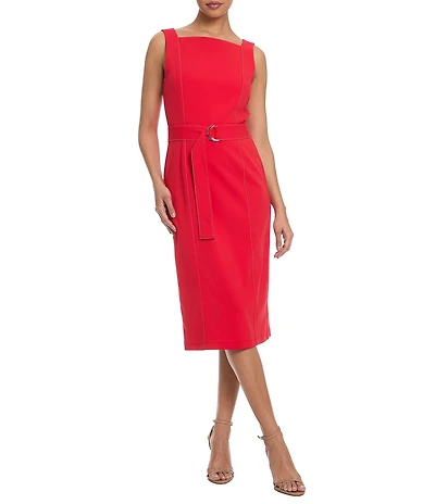 Maggy London Square Neck Sleeveless Midi Dress
