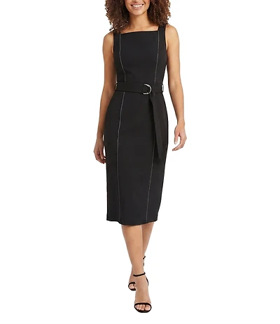 Maggy London Square Neck Sleeveless Midi Dress
