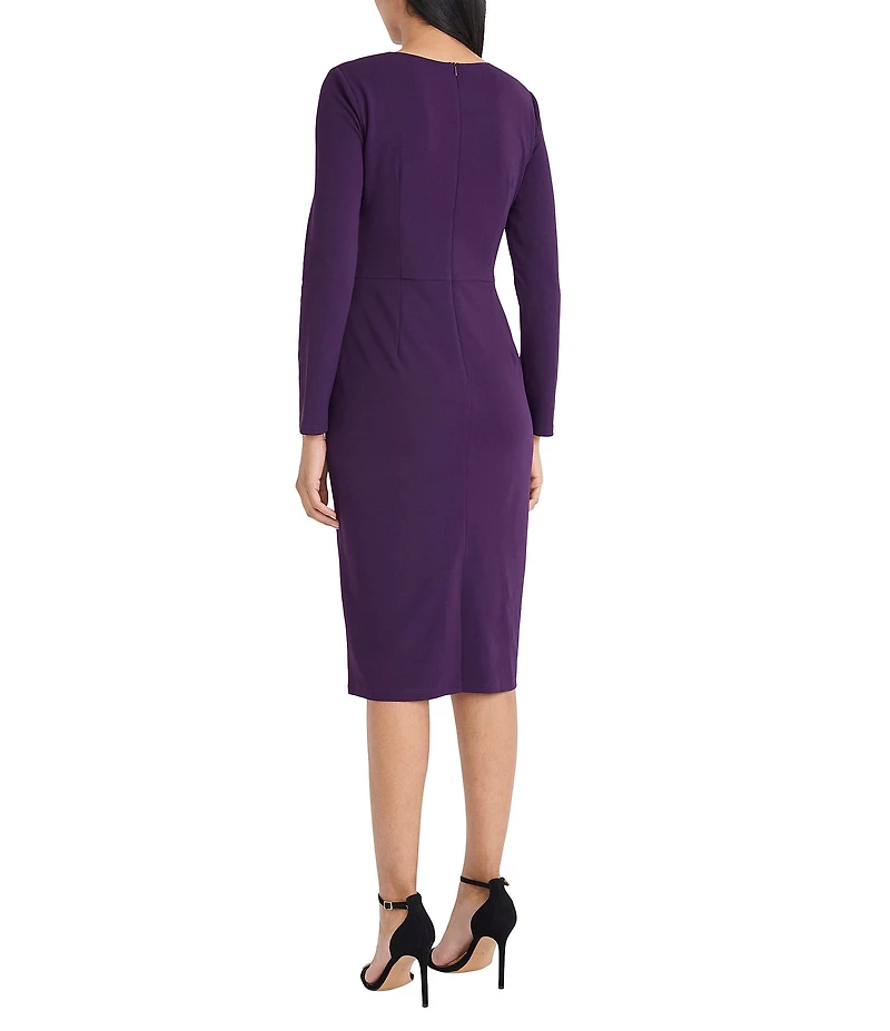 Maggy London Stretch Crew Neck Long Sleeve Dress