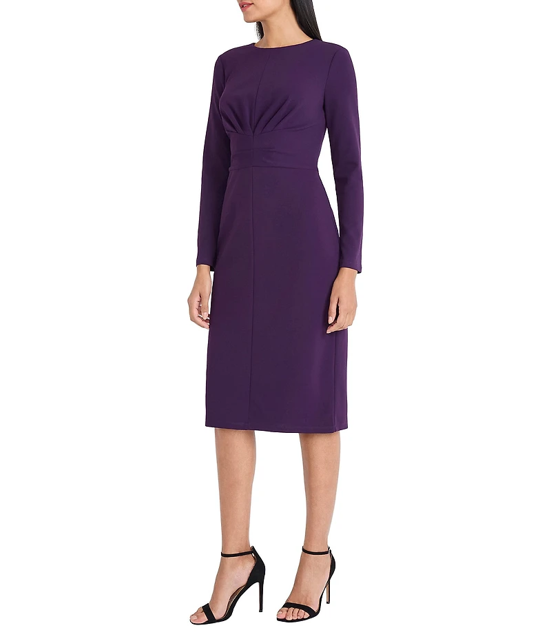 Maggy London Stretch Crew Neck Long Sleeve Dress