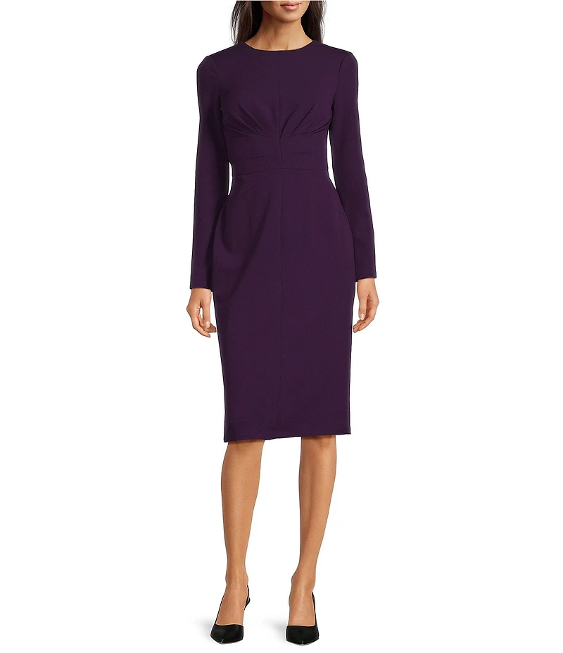 Maggy London Stretch Crew Neck Long Sleeve Dress