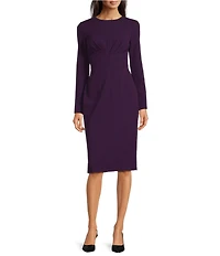 Maggy London Stretch Crew Neck Long Sleeve Dress