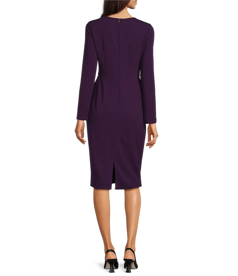 Maggy London Stretch Crew Neck Long Sleeve Dress