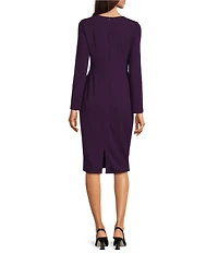Maggy London Stretch Crew Neck Long Sleeve Dress