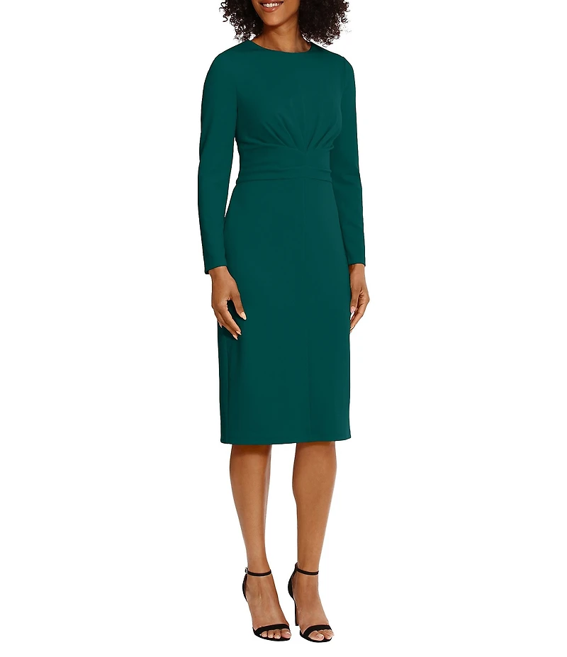 Maggy London Stretch Crew Neck Long Sleeve Dress